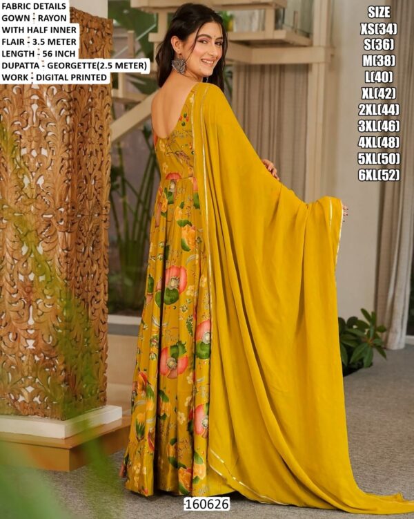 Rayon Digital Printed Gown With Dupatta