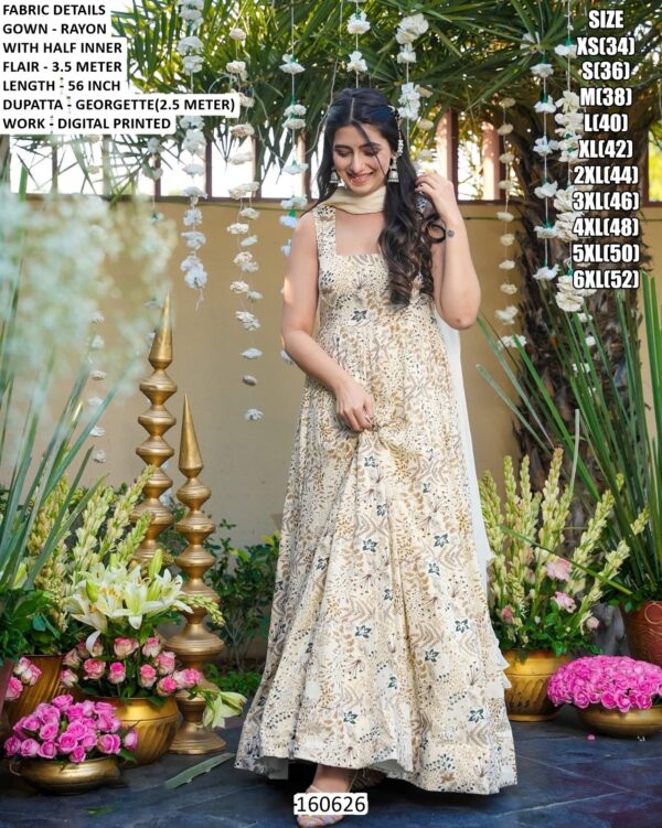 Rayon Digital Printed Gown With Dupatta