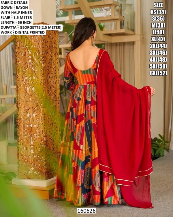 Rayon Digital Printed Gown With Dupatta