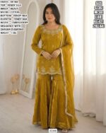 Premium Fendy Silk Sharara Suit With Dupatta