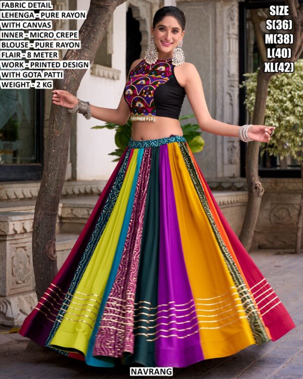 Pure Rayon Lehenga Set With Printed Design