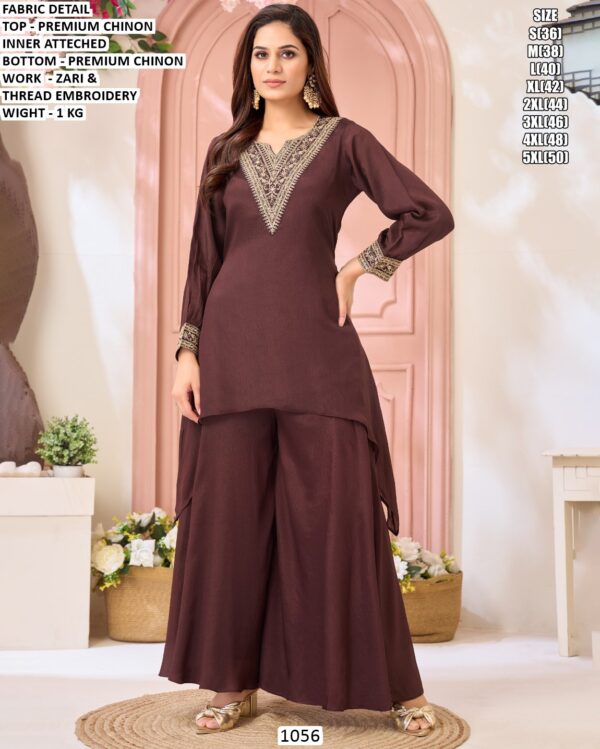 Festive Wear Chinon Embroidered Set For Women