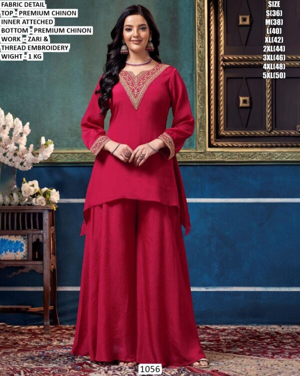Festive Wear Chinon Embroidered Set For Women