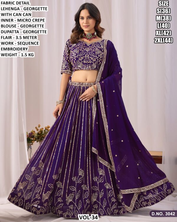Georgette Sequence Embroidery Lehenga Set