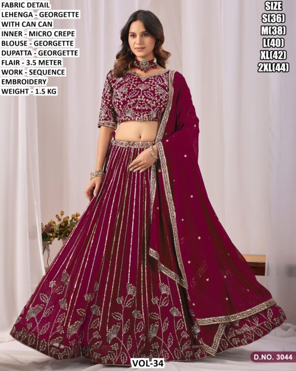 Georgette Sequence Embroidery Lehenga Set