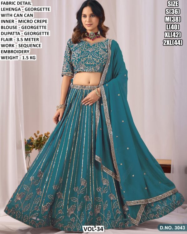 Georgette Sequence Embroidery Lehenga Set