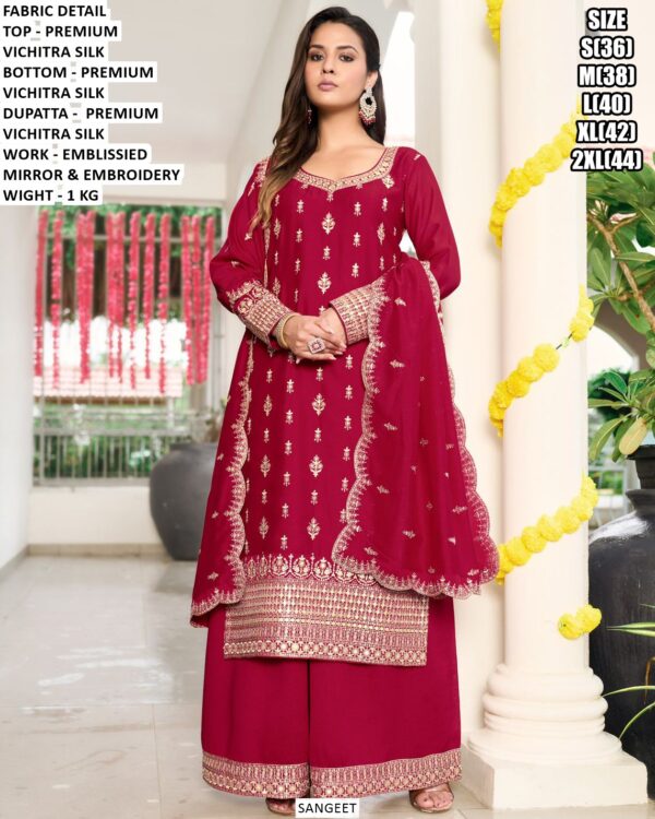 Classy Vichitra Silk Suit With Dupatta