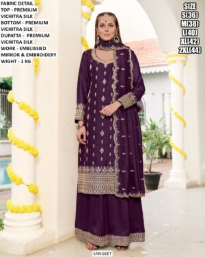 Classy Vichitra Silk Suit With Dupatta