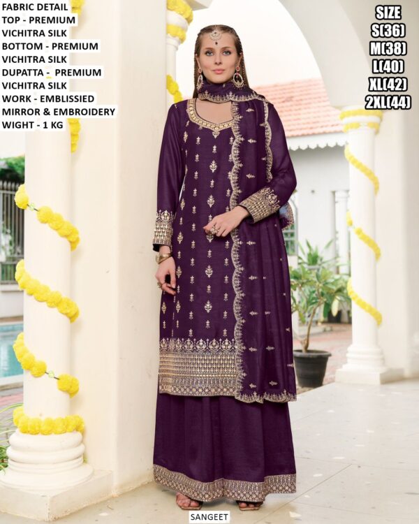 Classy Vichitra Silk Suit With Dupatta