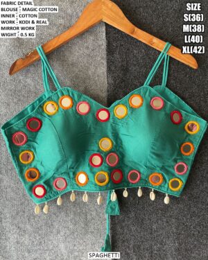 Magic Cotton Kodi Mirror Work Blouse For Navratri