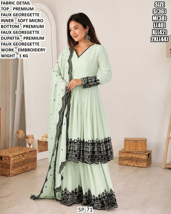 Festive Wear Embroidered Suit With Dupatta