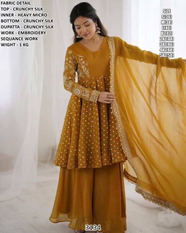 Designer Crunchy Silk Suit With Dupatta