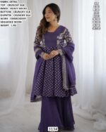 Designer Crunchy Silk Suit With Dupatta
