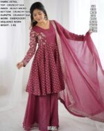 Designer Crunchy Silk Suit With Dupatta