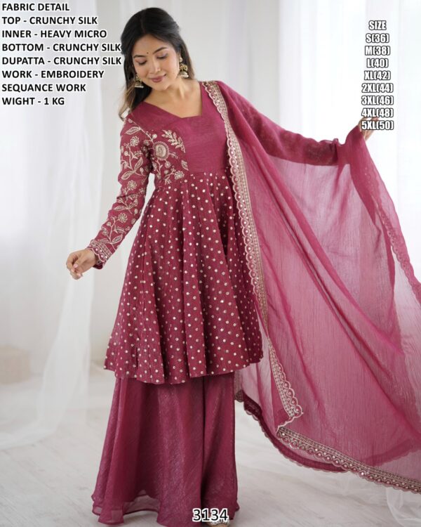 Designer Crunchy Silk Suit With Dupatta