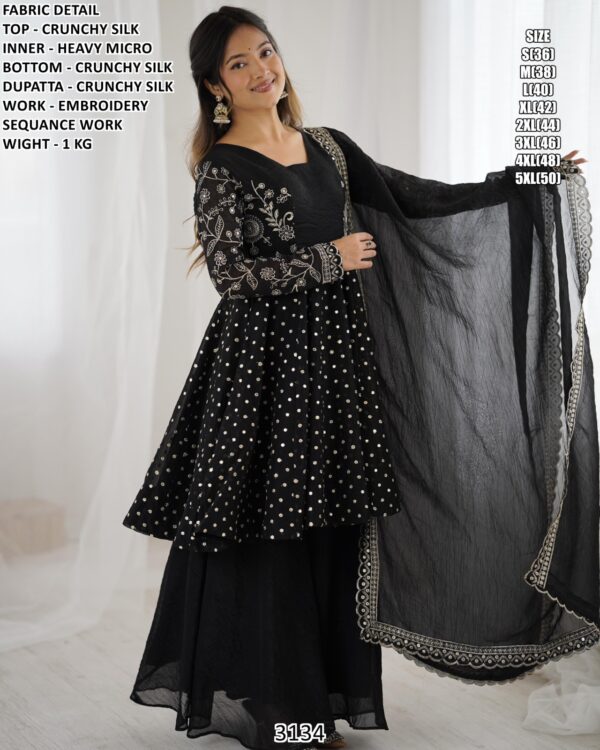 Designer Crunchy Silk Suit With Dupatta