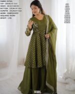 Designer Crunchy Silk Suit With Dupatta