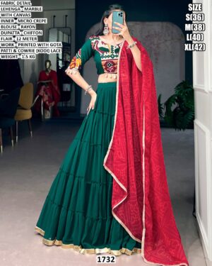 Marble Printed Gota Patti Lehenga Set