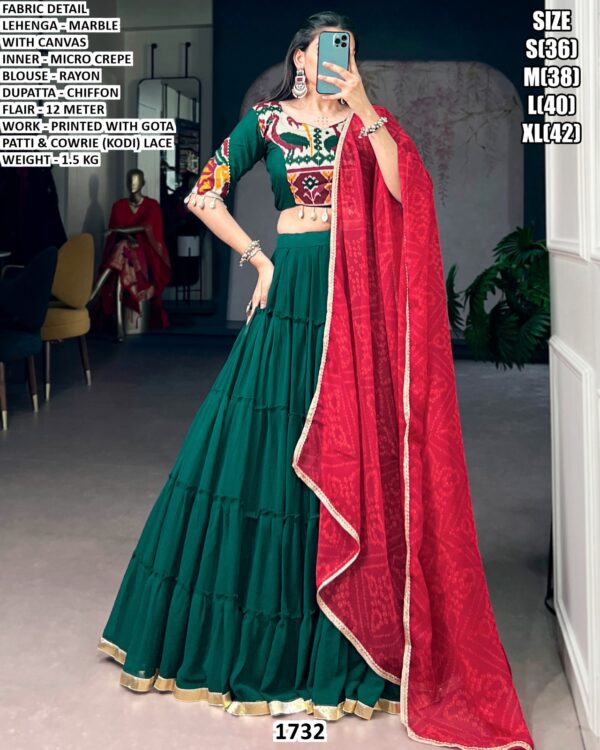 Marble Printed Gota Patti Lehenga Set