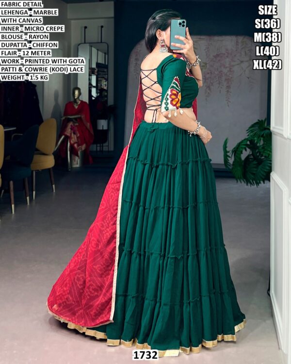 Marble Printed Gota Patti Lehenga Set