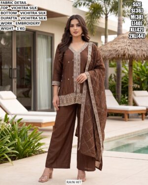 Premium Vichitra Silk Suit With Dupatta