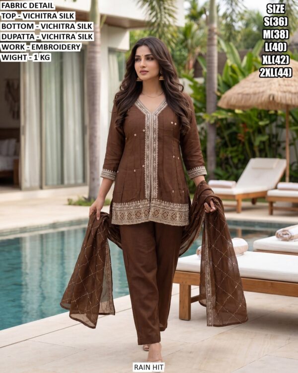 Premium Vichitra Silk Suit With Dupatta
