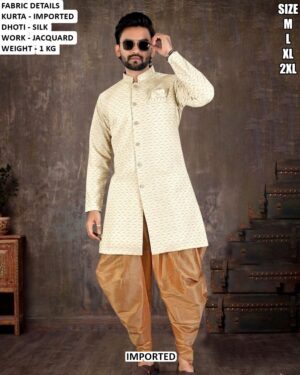 Imported Jacquard Kurta Dhoti Set For Men