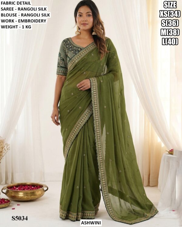 Rangoli Silk Embroidery Saree With Blouse