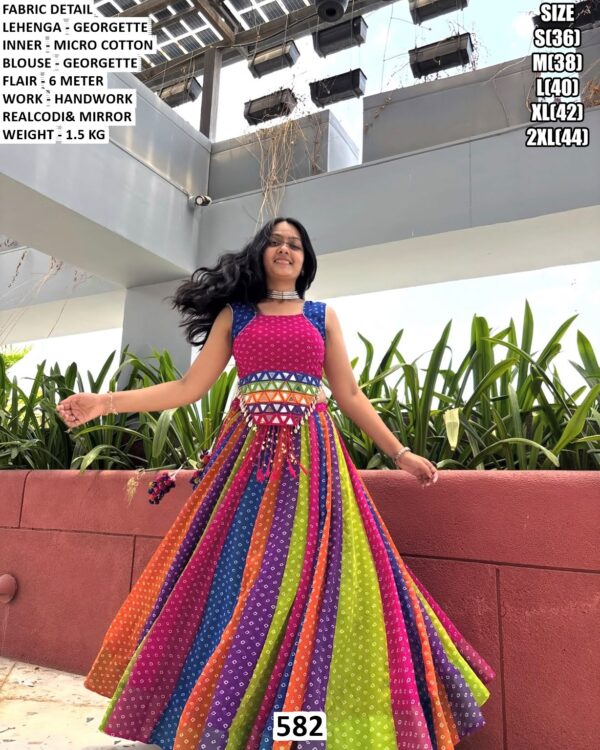Georgette Handwork Mirror Lehenga Choli
