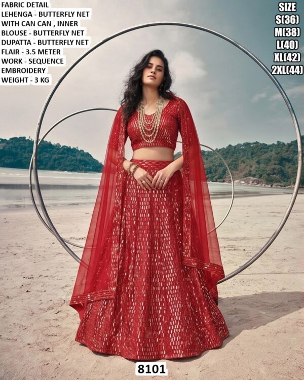 Butterfly Net Sequence Embroidery Lehenga Choli