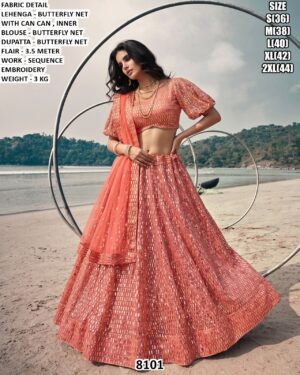 Butterfly Net Sequence Embroidery Lehenga Choli