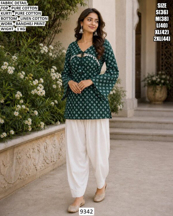 Casual Wear Bandhej Print Kurti Set