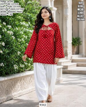 Casual Wear Bandhej Print Kurti Set