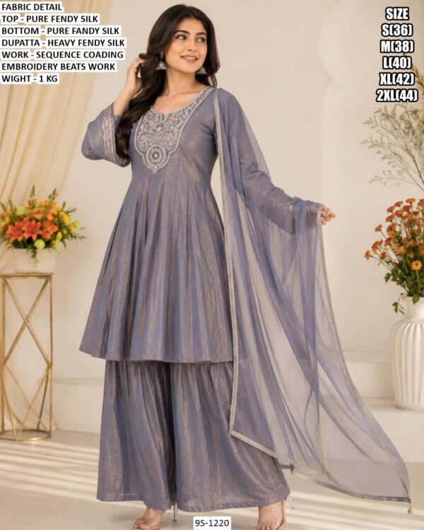 Pure Fendy Silk Embroidery Suit Set