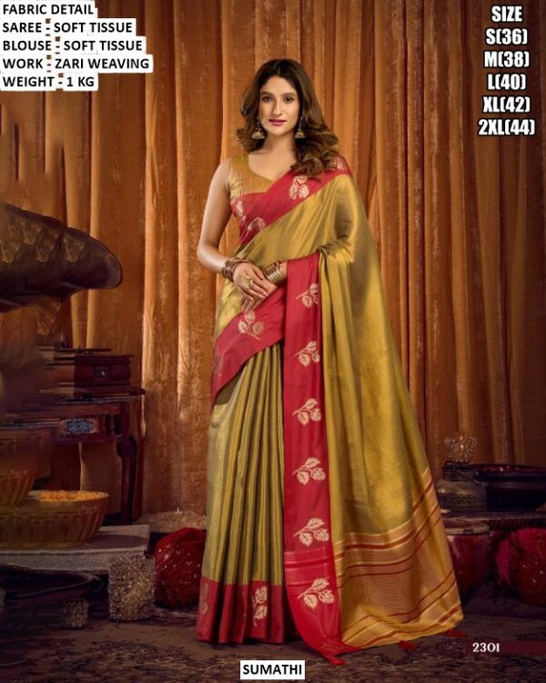 Designer Zari Weaving Saree For Women