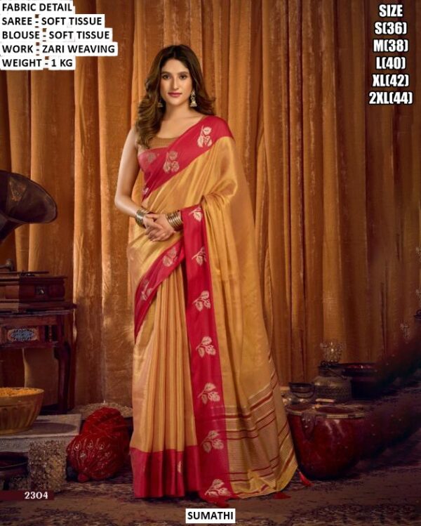 Designer Zari Weaving Saree For Women