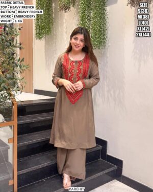 Heavy French Embroidery Top Bottom Set