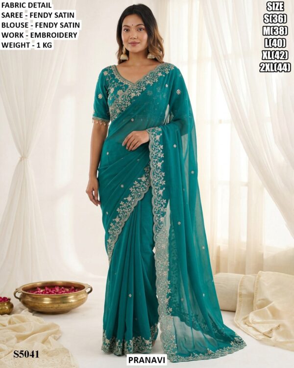 Stylish Party Wear Fendy Satin Saree