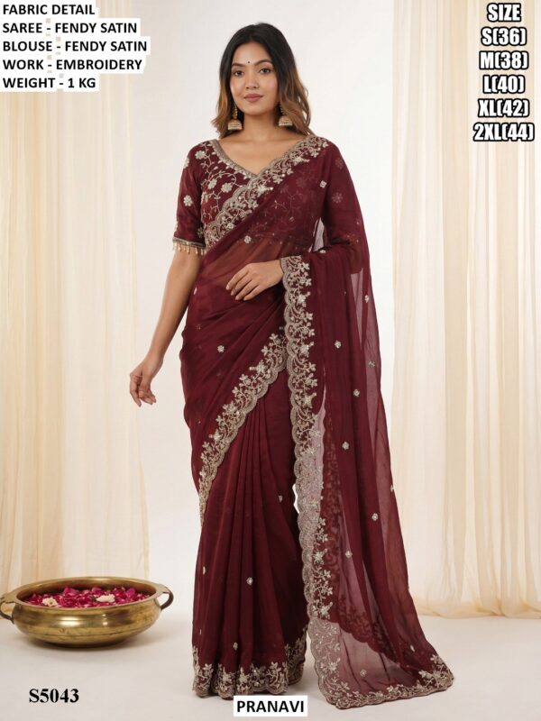 Stylish Party Wear Fendy Satin Saree