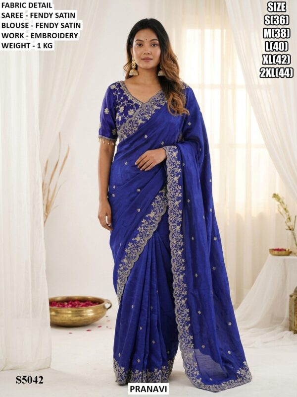 Stylish Party Wear Fendy Satin Saree
