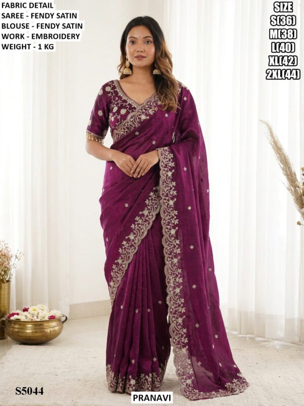 Stylish Party Wear Fendy Satin Saree
