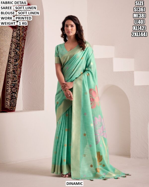 Women’S Soft Linen Printed Saree