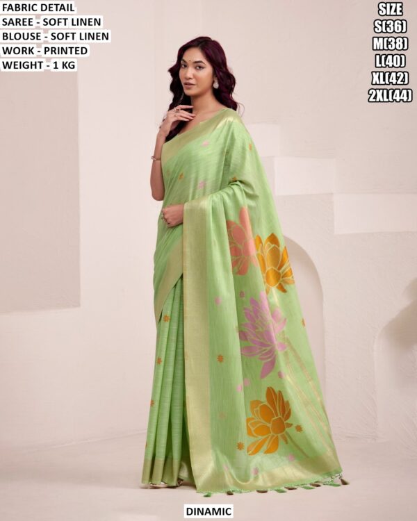 Women’S Soft Linen Printed Saree