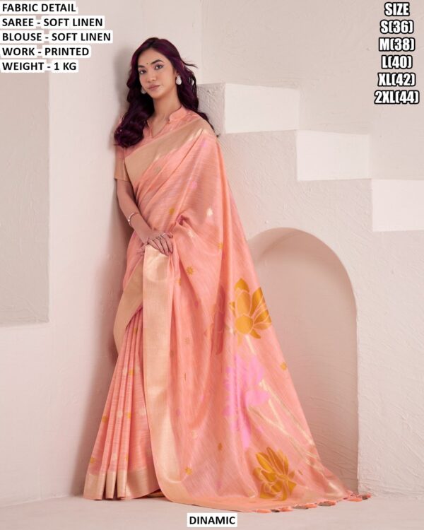 Women’S Soft Linen Printed Saree
