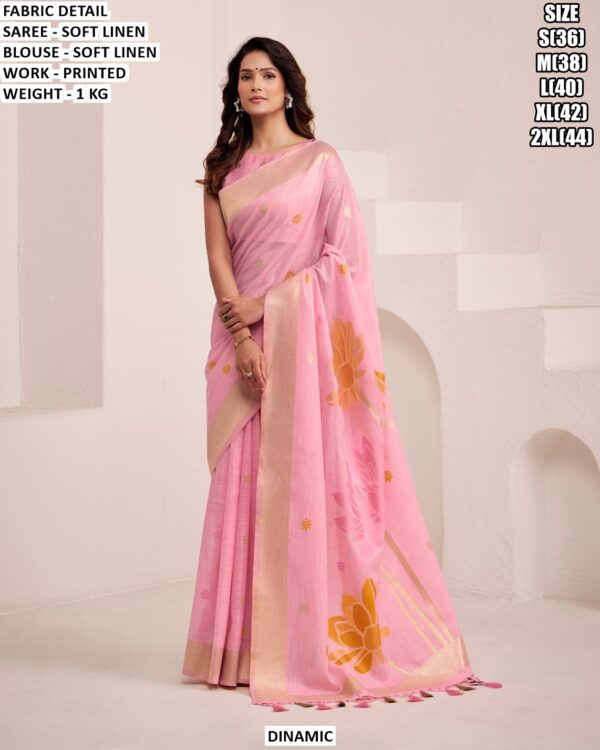 Women’S Soft Linen Printed Saree