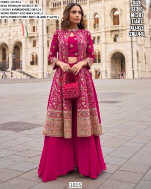 Real Premium Georgette Embroidered Shrug Set