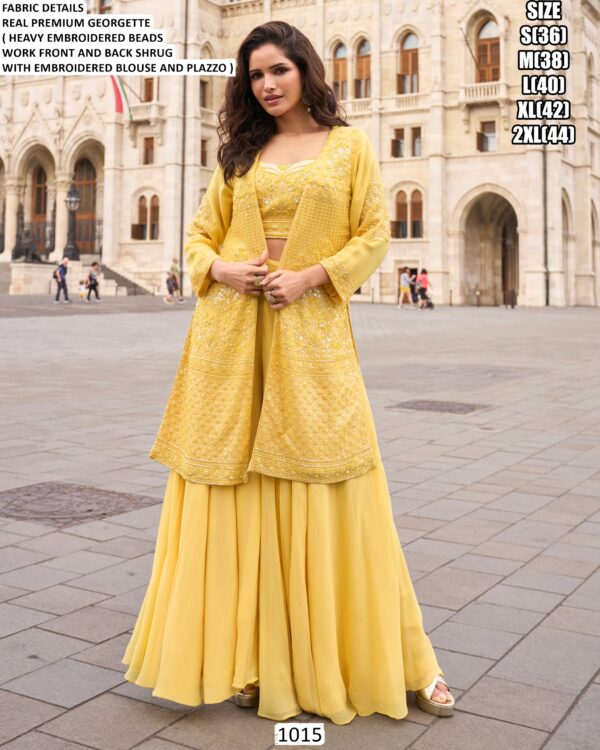 Real Premium Georgette Embroidered Shrug Set