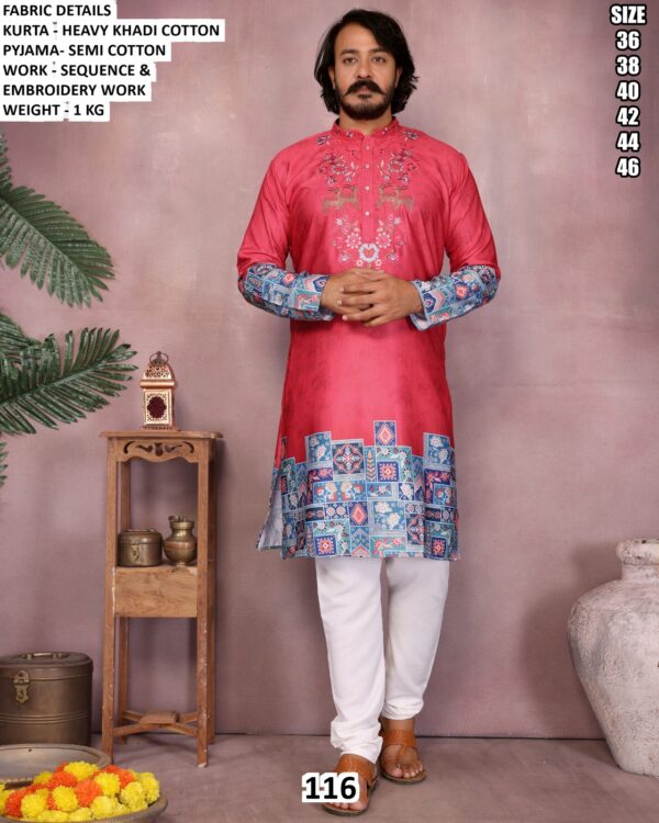 Heavy Khadi Cotton Kurta With Semi Cotton Pyjama
