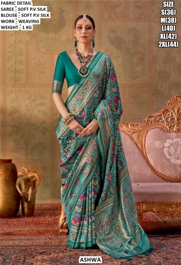 Soft P.V Silk Weaving Saree With Blouse