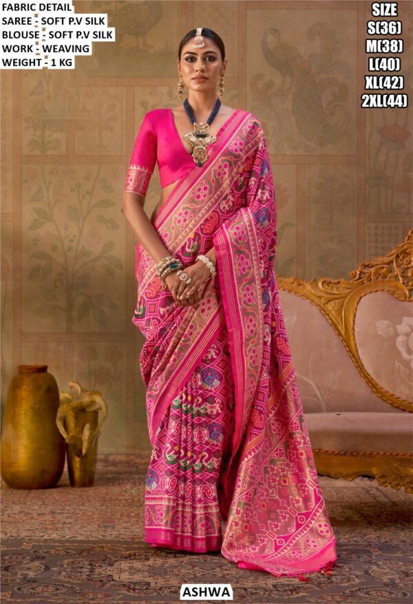 Soft P.V Silk Weaving Saree With Blouse